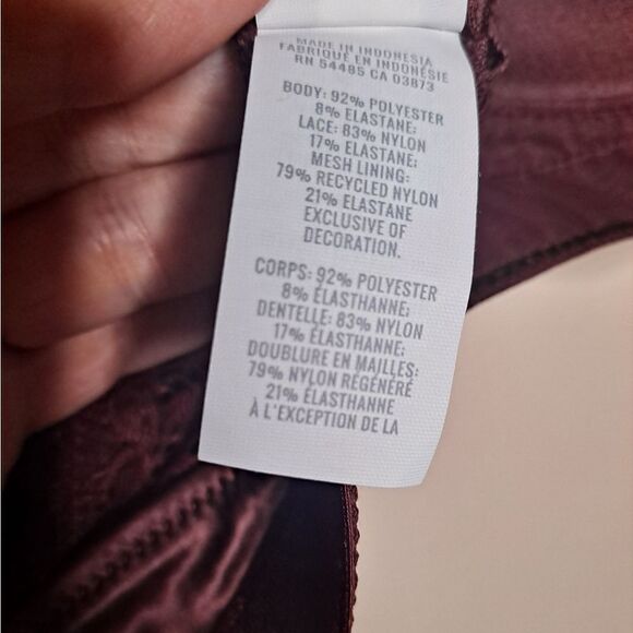 NWT Aerie Real Power Wireless Push Up Paisley Lace Bra Royal Berry Balconette - Picture 6 of 6